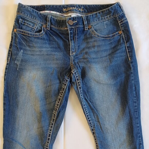 Maurices Womens Jeans Bootcut Midrise Dark Wash Stretch Size 11/12 R Size 12 - Picture 3 of 11